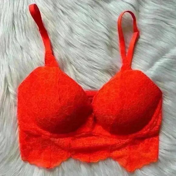 Victoria’s Secret PINK Lace Bralette Neon Orange XS - Picture 1 of 6